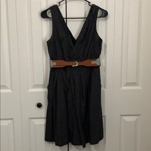 Black wand white polka dot dress